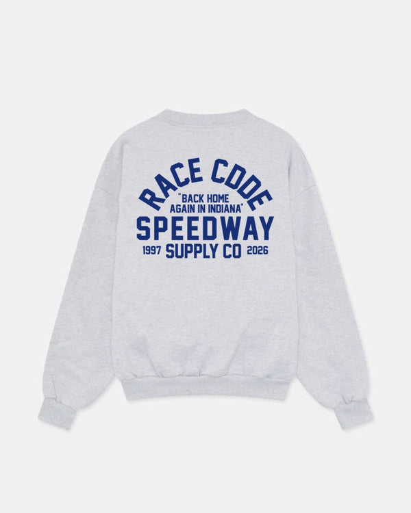 Speedway Crewneck Grey Melange Back - Race Code