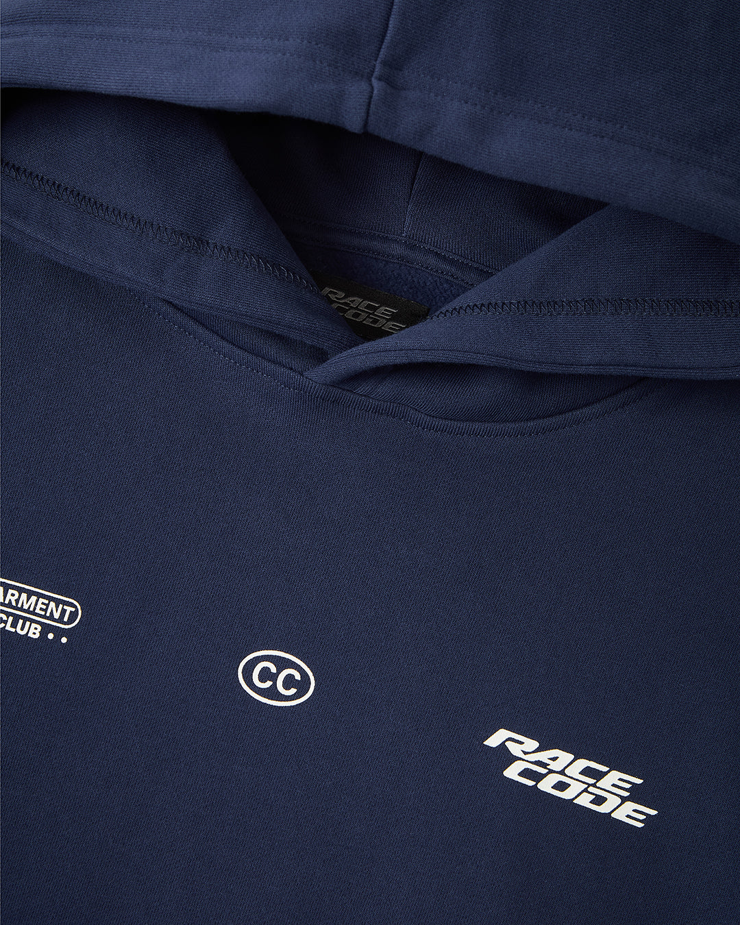 Circuit Club Navy Hoodie chest graphic detail