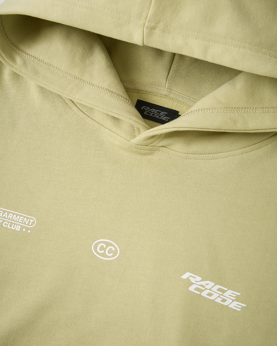 Circuit Club Khaki Hoodie hood and chest graphic detail
