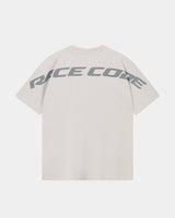 Circuit Club Gray Tee back view with oversized tonal Race Code graphic