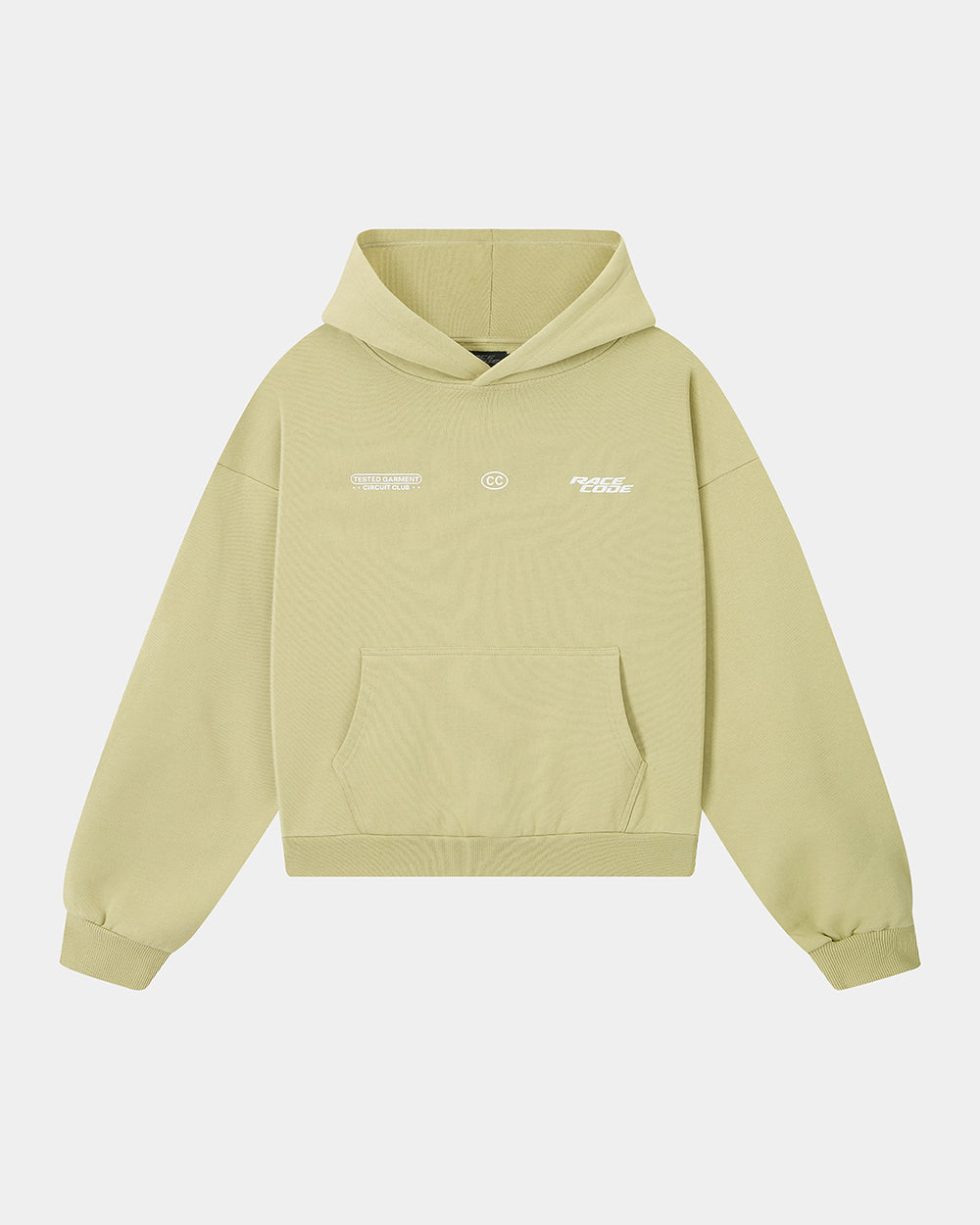 Circuit Club Khaki Hoodie front view with white chest graphics