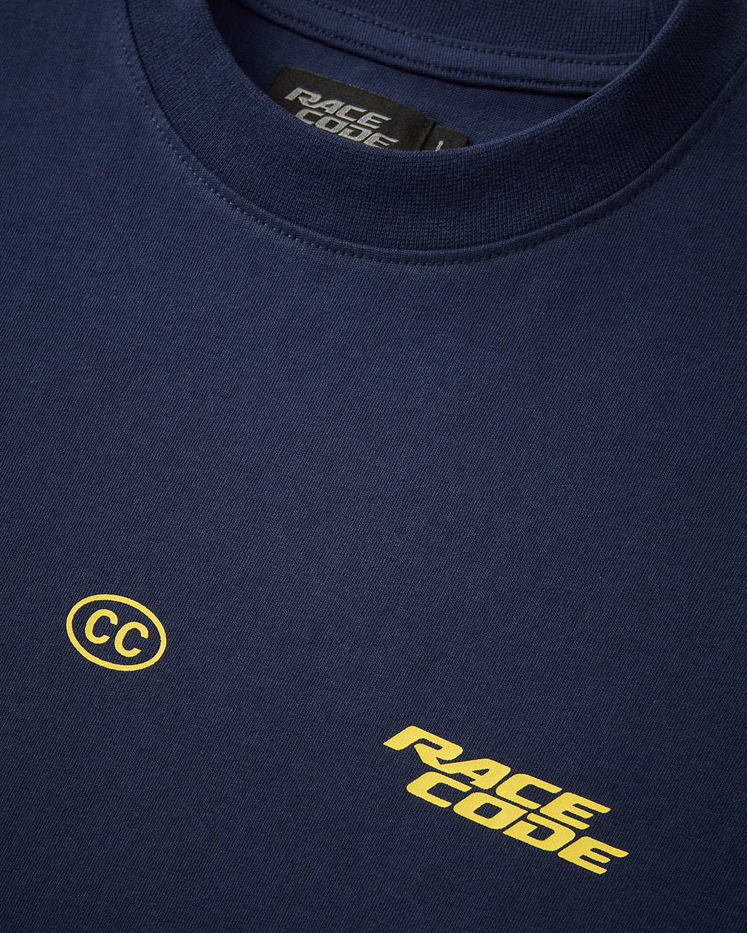Circuit Club Navy Tee yellow chest graphic detail