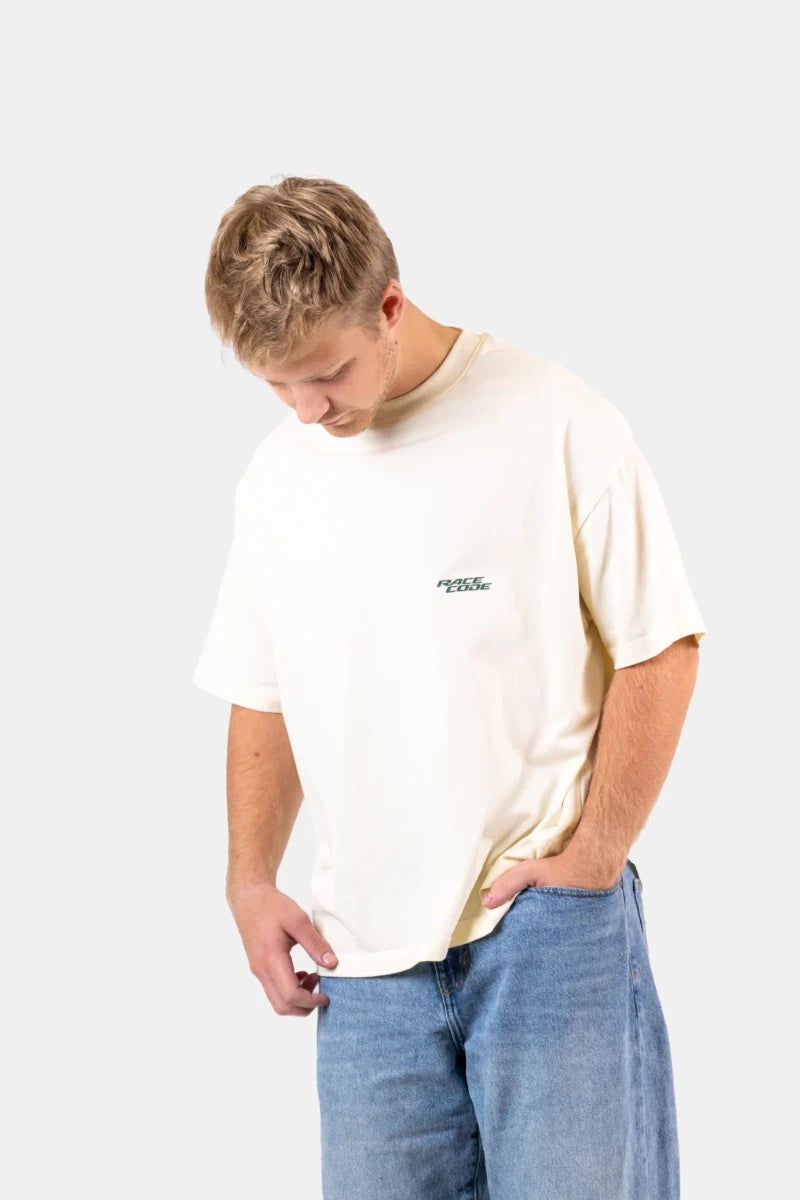 Model Back Race Tee Cream - Race Code