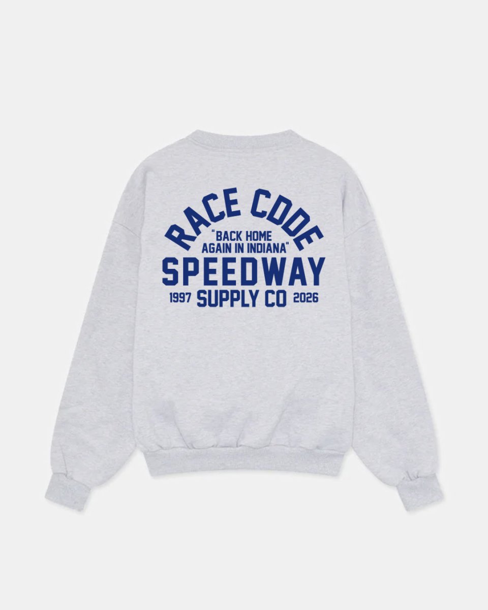 Speedway Crewneck Grey Melange Back - Race Code