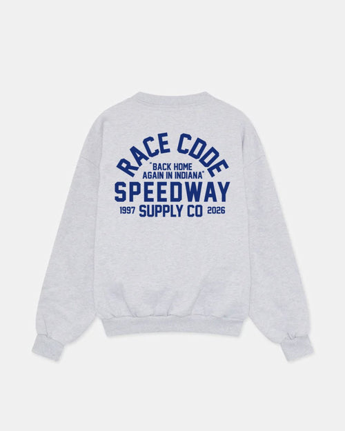 Speedway Crewneck Grey Melange Back - Race Code